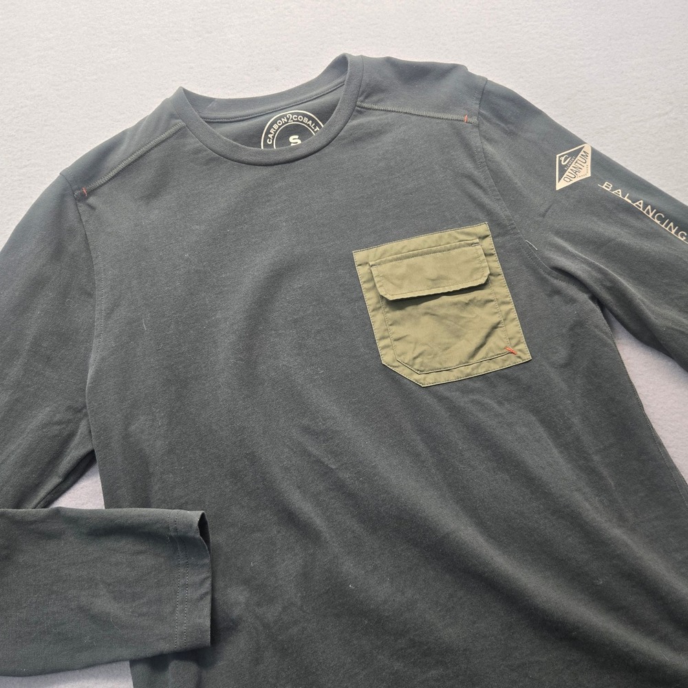 Carbon2Cobalt Quantum Mens Long Sleeve Pocket Tee Charcoal Grey‎ Cotton Small